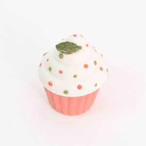 Witte cupcake van porselein – groene hulst