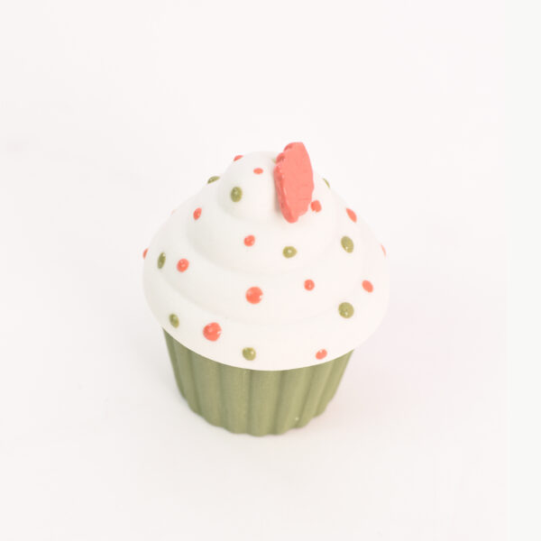 Witte cupcake van porselein - rode hulst - Afbeelding 2