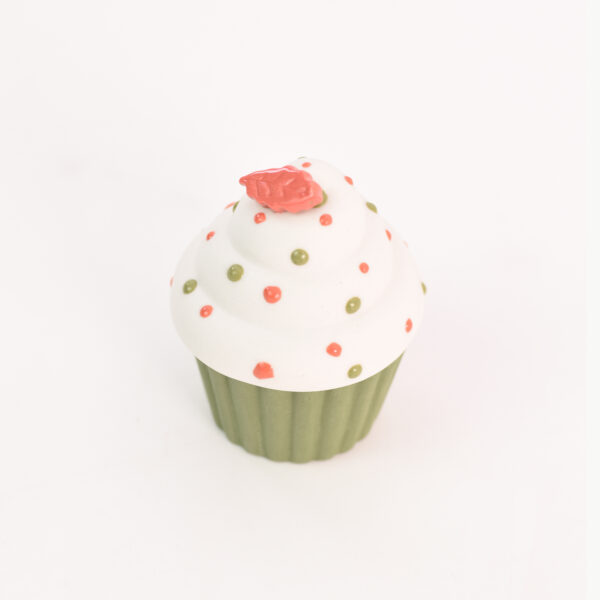 Witte cupcake van porselein - rode hulst