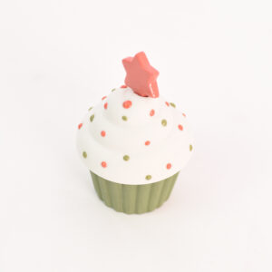 Witte cupcake van porselein – rode ster