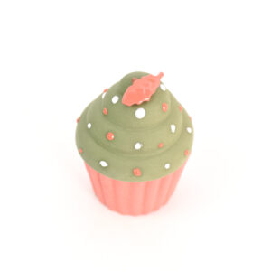 Groene cupcake van porselein – rode hulst