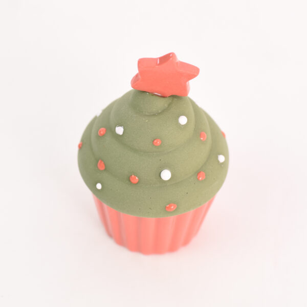 Groene cupcake van porselein - rode ster - Afbeelding 3