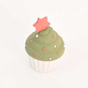 Groene cupcake van porselein – rode ster