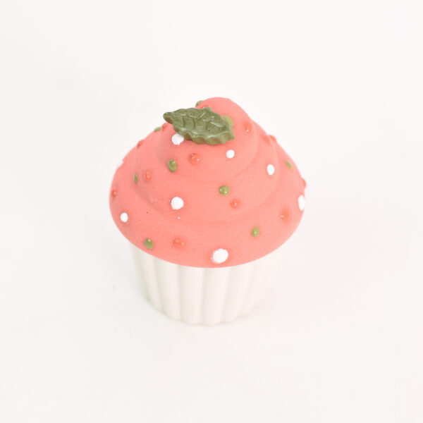 Rode cupcake van porselein - groene hulst - Afbeelding 2