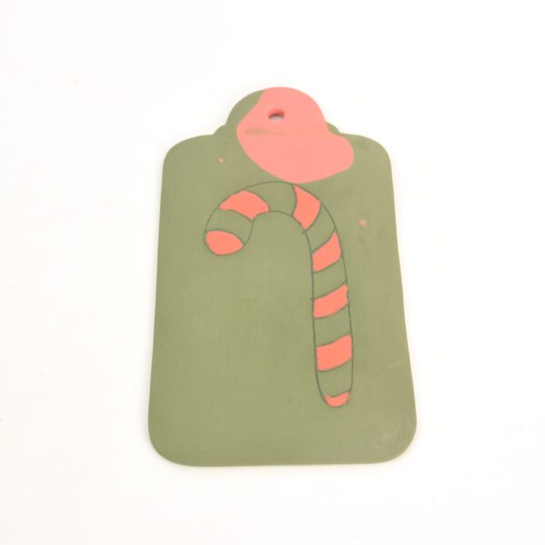 Groene wandhanger etiket groot candycane