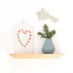 Witte wandhanger etiket groot candycane hart