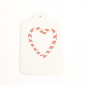 Witte wandhanger etiket groot candycane hart