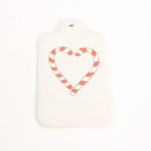 Witte wandhanger etiket groot candycane hart