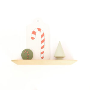 Witte wandhanger etiket groot candycane